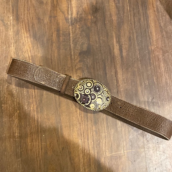 D. L. Rhein circle design leather belt - Picture 1 of 3